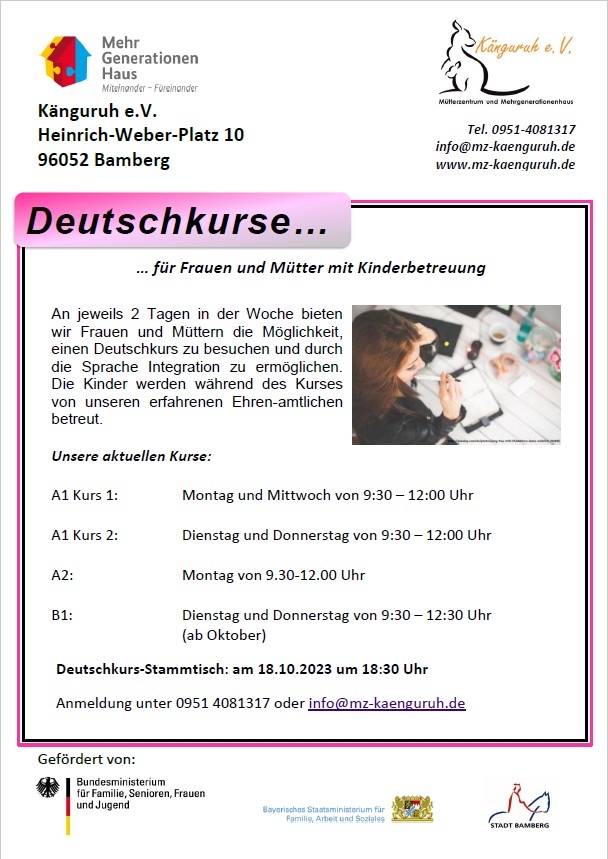 Deutschkurs für Frauen und Mütter mit Kinderbetreuung