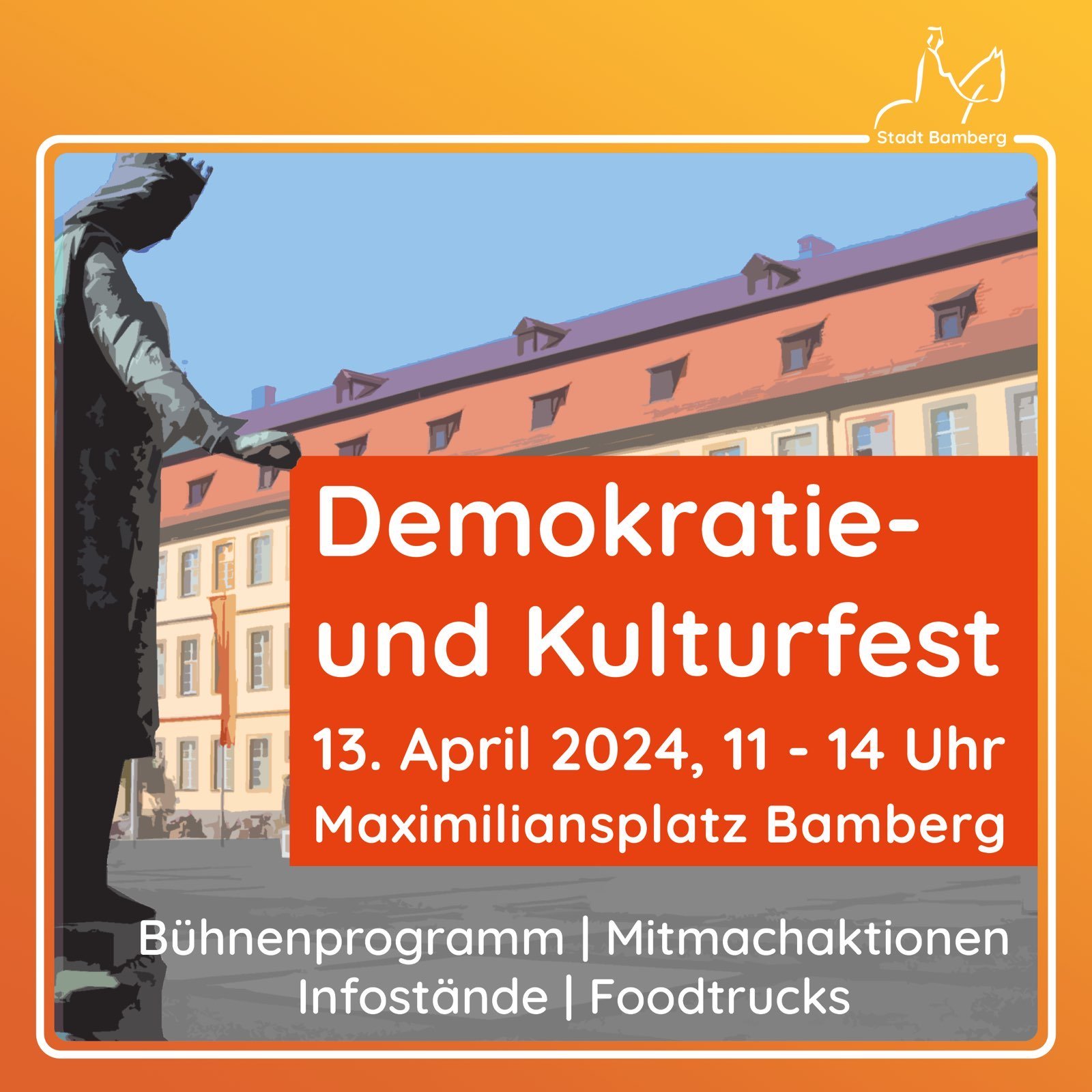 Demokratie- und Kulturfest am 13. April 2024, von 11 bis 14 Uh